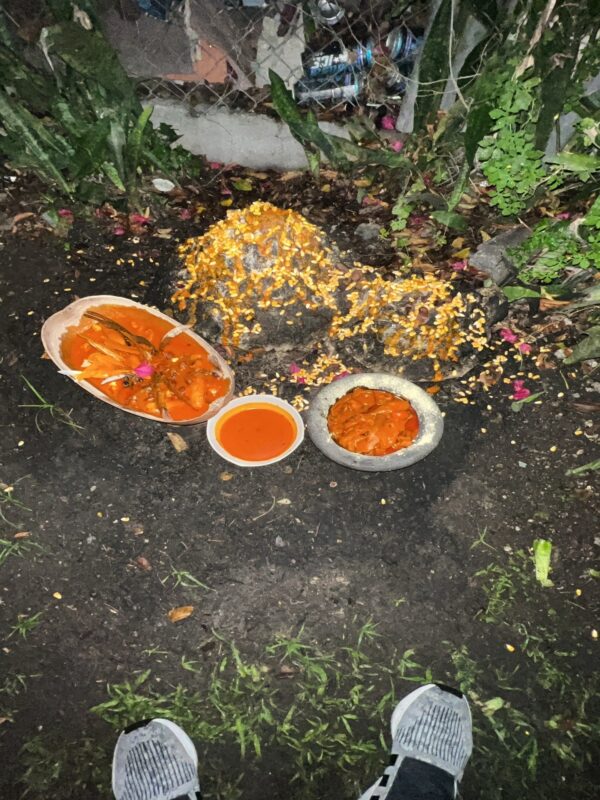 Boconon béninois exécutant une offrande aux divinités Vodoun pour purification et désenvoutement d’un client en France ou Belgique