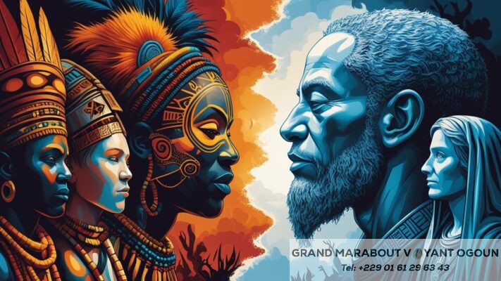 Comparaison visuelle entre spiritualité africaine et occidentale
